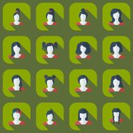 Flat modern design with shadow icon silhouette girl creative hairstyle N35
