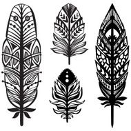 Set of ethnic tribal feathers N2
