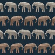 Elephant seamless pattern background isolated on black Abstract polygonal illustration N2