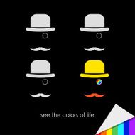 conceptual illustration on theme of colors life with hats