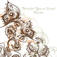Floral background with two butterflies sits on a flower