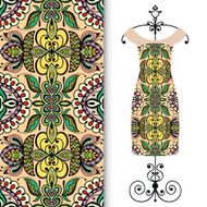 Fashion seamless geometric pattern women&#039;s dress on a hanger N4