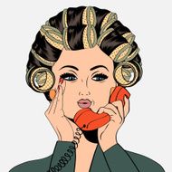 Woman with curlers in their hair talking at phone N4
