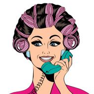 Woman with curlers in their hair talking at phone N5