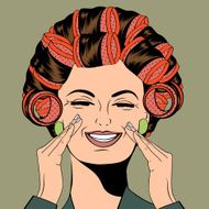 Woman with curlers in their hair N4
