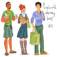 Young people with grocery bags