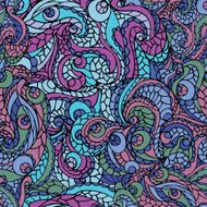 Abstract swirl ethnic seamless pattern Cool colors