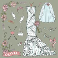 Bridal shower Dress accessories set Floral Decor element