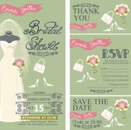 Bridal shower invitation set Bridal dress bouquet accessories