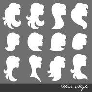 Girl face silhouette Profiles Hair style Logo set