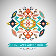 Vector colorful decorative element on native ethnic style N4