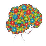 abstract colorful flowers hair - Illustration