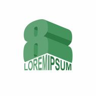 logo 8 Green number eight 3D Vector design template elements