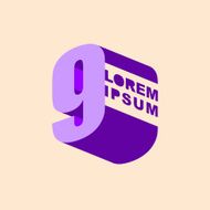 Number 9 3D logo vector design template elements Digit nine