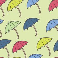 Happy Umbrella seamless vector pattern in vibrant colors