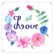 Sketch floral postcard in vintage style