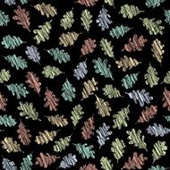 Autumn texture with scraped oak leaves Seamless pattern