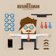 Hipster character pack for business man with accessory Vector EP