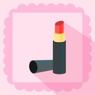 lipstick flat icon on pink background