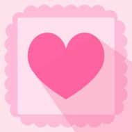 heart shape flat icon on pink background