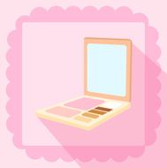 brush on and eyeshadown flat icon pink background