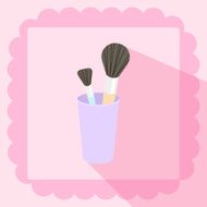 brushes in glass flat icon on pink background