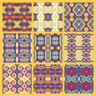 set of yellow seamless colored vintage geometric pattern textur