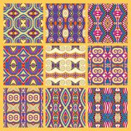 set of yellow seamless colored vintage geometric pattern textur N3