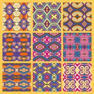 set of yellow seamless colored vintage geometric pattern textur N4