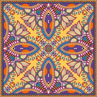 yellow silk neck scarf or kerchief square pattern design in N2