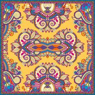 Traditional yellow ornamental floral paisley bandanna