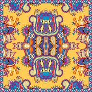 Traditional yellow ornamental floral paisley bandanna N3