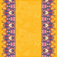 yellow ornamental background with flower ribbon stripe pattern