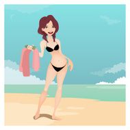 Girl in the beach illustration N7