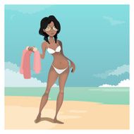 Girl in the beach illustration N9
