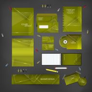 Stationery template design set with Transparent clear glass framework