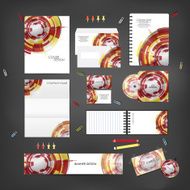 Stationery template design set with technology on background