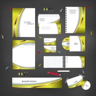 Stationery template design set with line element on background