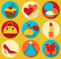 Flat design elements of feminine accessories