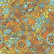 Floral pattern in blue and orange