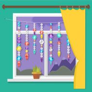 window gems crystals and deamonds on a string