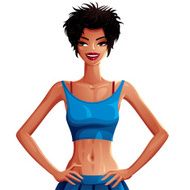 Attractive dark skin girl with hands on her waist illustration