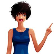 Bright drawing of gorgeous brunette sexy mulatto lady isolated N2