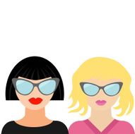 Fashion blond brunet woman face lips sunglasses Best friends Flat