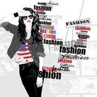 Fashion girl in sketch-style N60