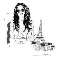 Fashion girl in sketch-style N61