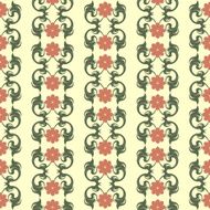Vector repeating pattern with floral ornament in vintage style N3