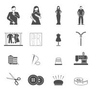 Fashion designer tools icon set