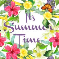 Tropical flowers and exotic butterflies