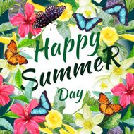 Tropical flowers and exotic butterflies N2
